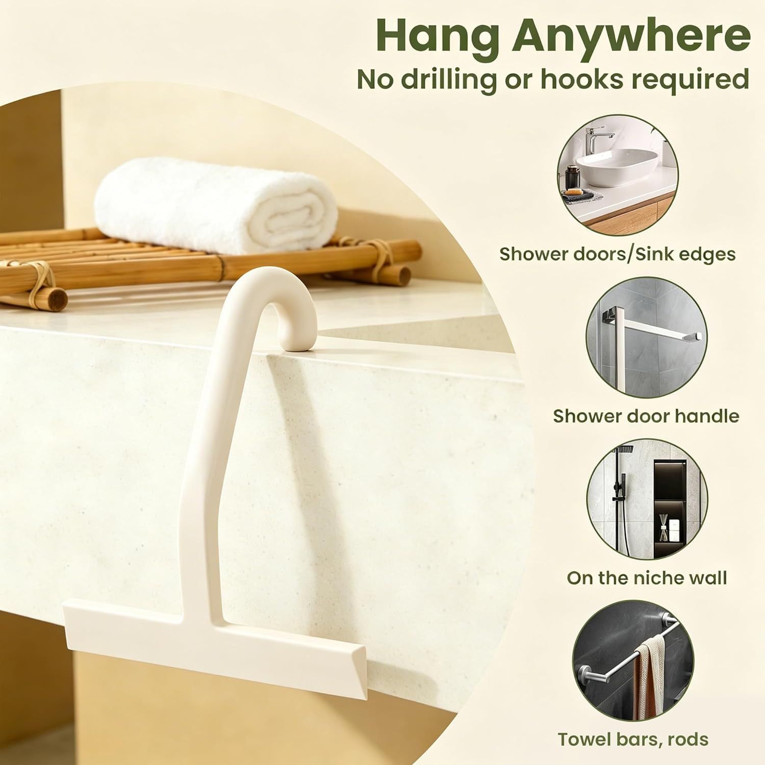 Shower Squeegee for Glass Doors – 10 Inch Bathroom Squeegee with Ergonomic round