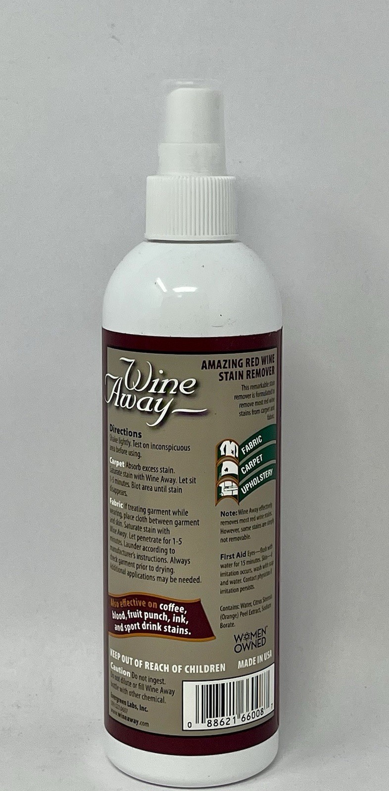 Wine Away Red Wine Stain Remover Spray, 12oz Citrus Scent