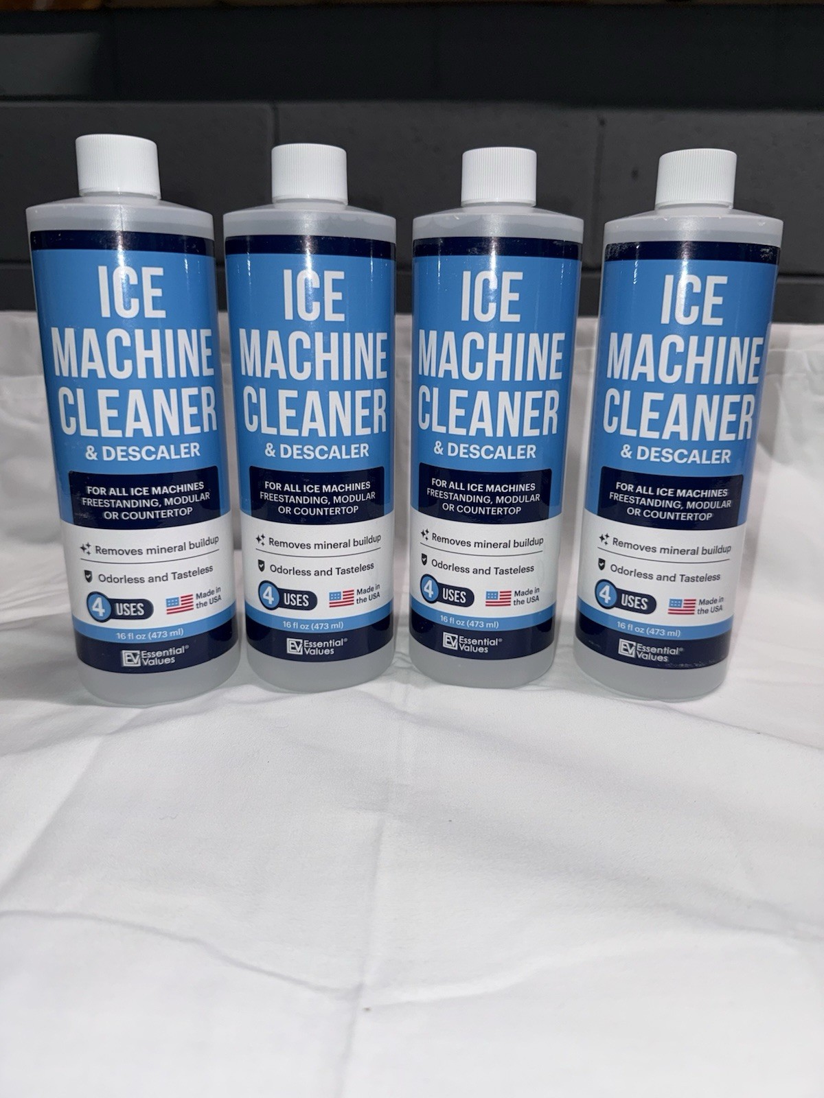 Essential Values Ice Machine Cleaner, Nickel Safe Descaler 16 fl oz Each 4 Pack