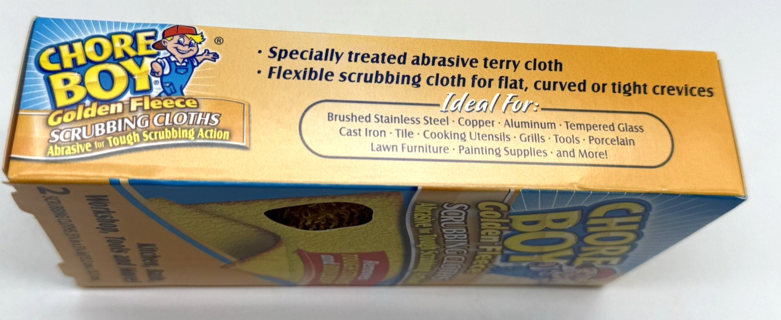 Lot Of (2) CHORE BOY Golden Fleece Scouring Cloths Pads Scrubbing