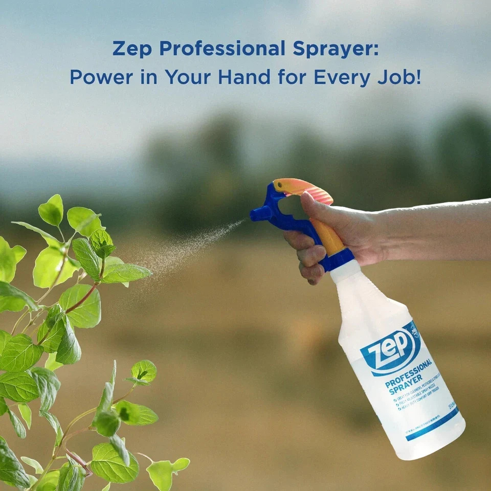 Zep Professional Spray Bottles 32oz (6-Pack) Heavy Duty Adjustable Nozzle