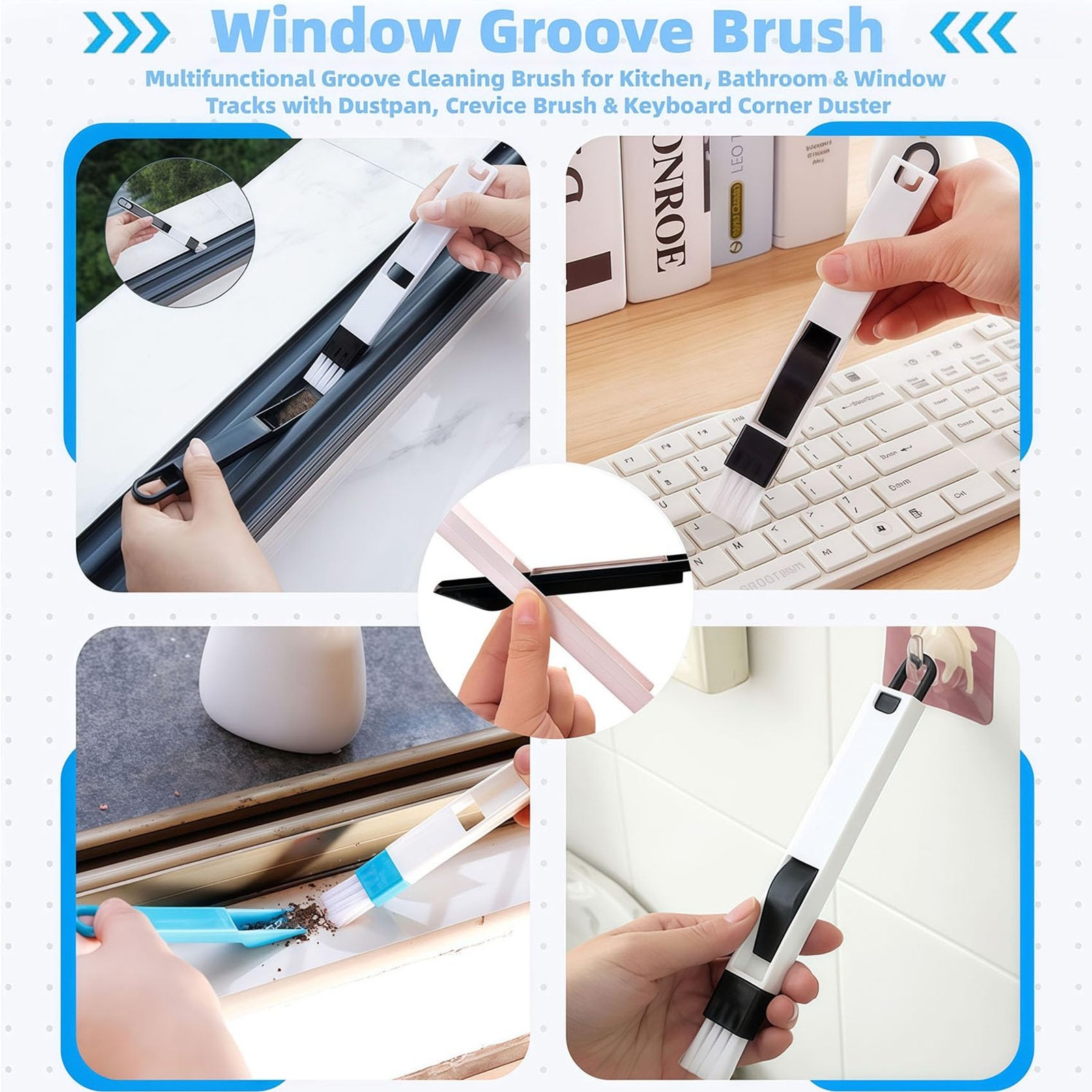 23Pcs Crevice Cleaning Brush Set, Hard Bristle Scrub Brushes Tools for Deep C…