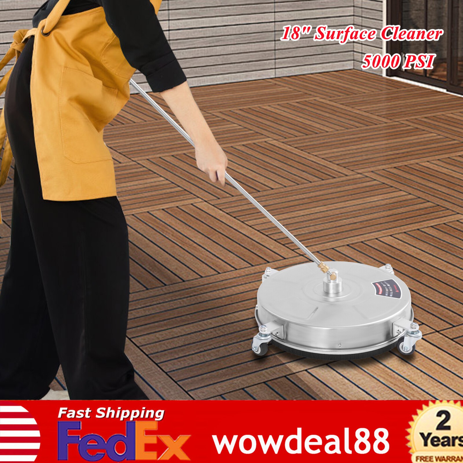 Modern 18-inch Surface Cleaner Stainless Steel Surface Cleaner with 4 Wheels NEW