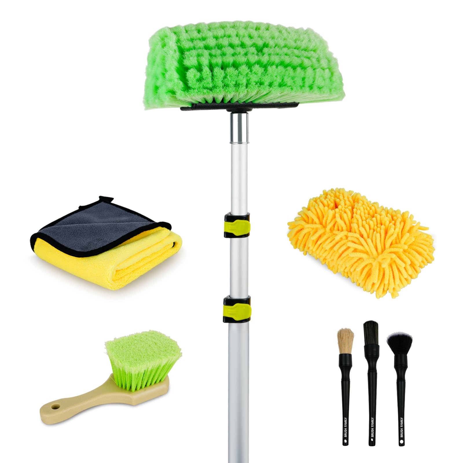 10FT Car Wash Brush with Long Handle, Car Cleaning Kit with Telescoping Pole …