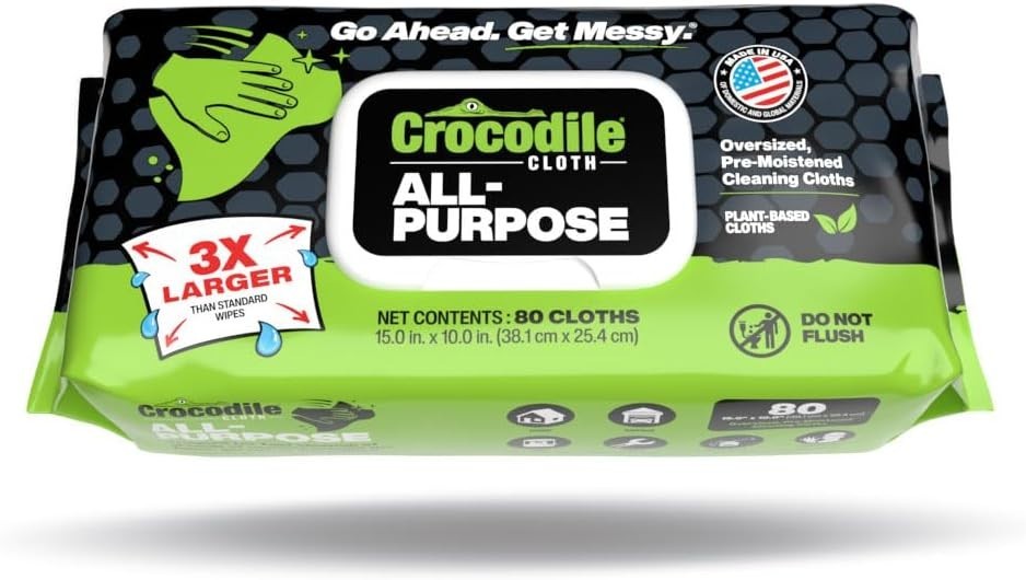 All-Purpose Cleaning Wipes – 80 Count, 15″x10″ Extra Large Plant-Based Dispos…