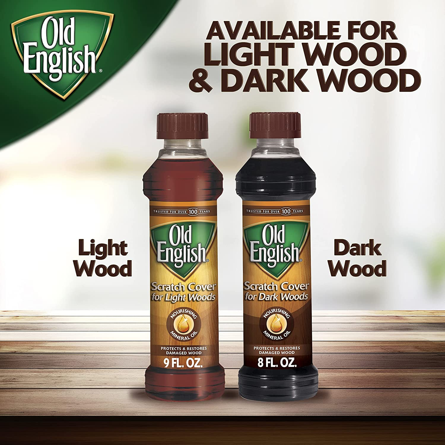 Old English Furniture Scratch Cover for Dark Woods Floor Polish , Browm, 8 Fl.Oz