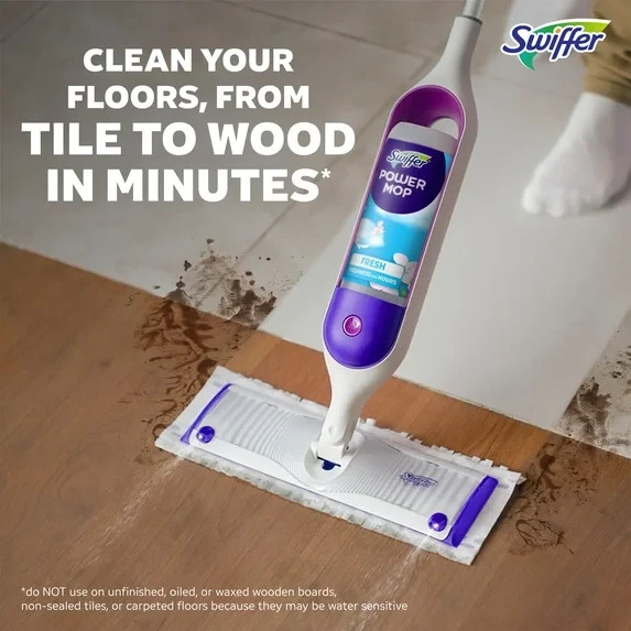 Swiffer Power Mop Floor Cleaning Solution Fresh Scent Floor Cleaner,25.3 oz, 2x.