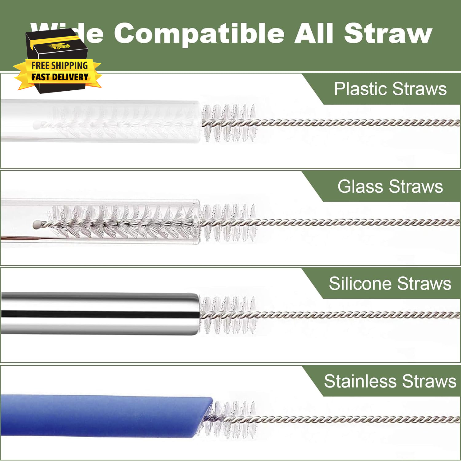 Straw Cleaner Brush for Stanley, 10Pcs Reusable Extra Long Straws Cleaning Brush