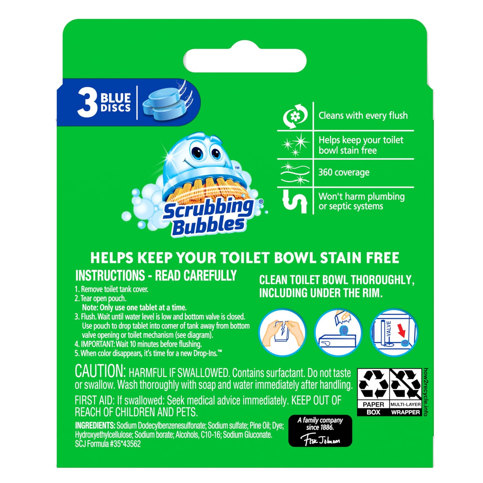 Scrubbing Bubbles Continuous Clean Toilet Drop-Ins, Automatic Blue Toilet Bowl C