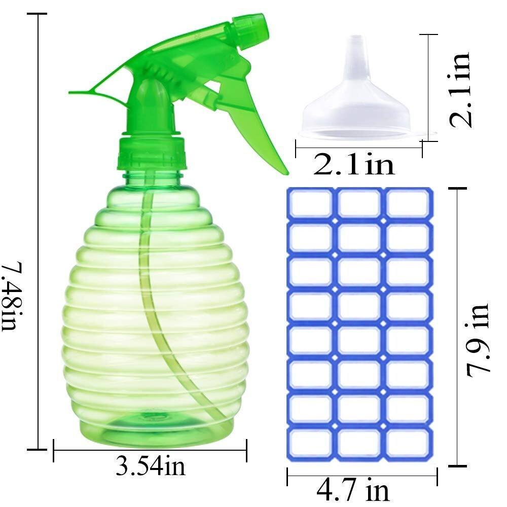 Durable 3-Pack 16 oz Spray Bottles with Mist/Stream Nozzles – Leak-Proof Design