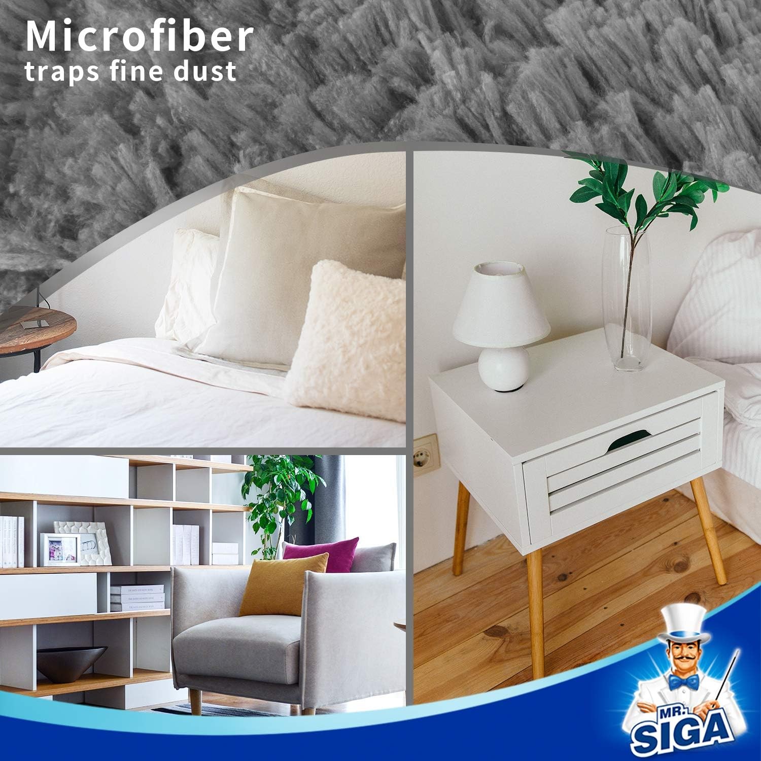 MR.SIGA Lint Free Microfiber Duster Washable Duster for Household Cleaning