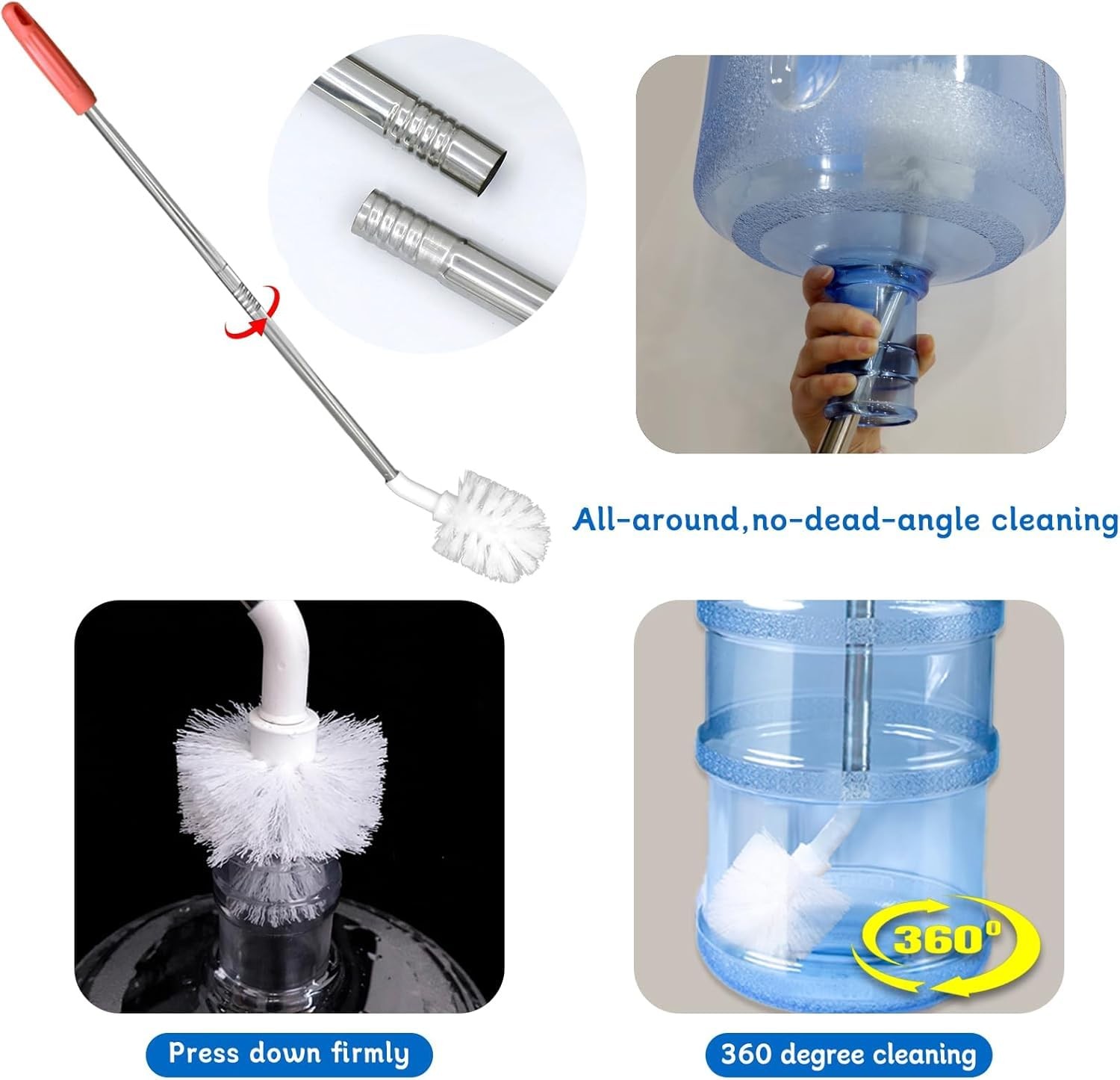 2-Pack Bucket Brush, Kettle Brush, Cleaning Extra Long Bottles, Gallon Jug Cl…