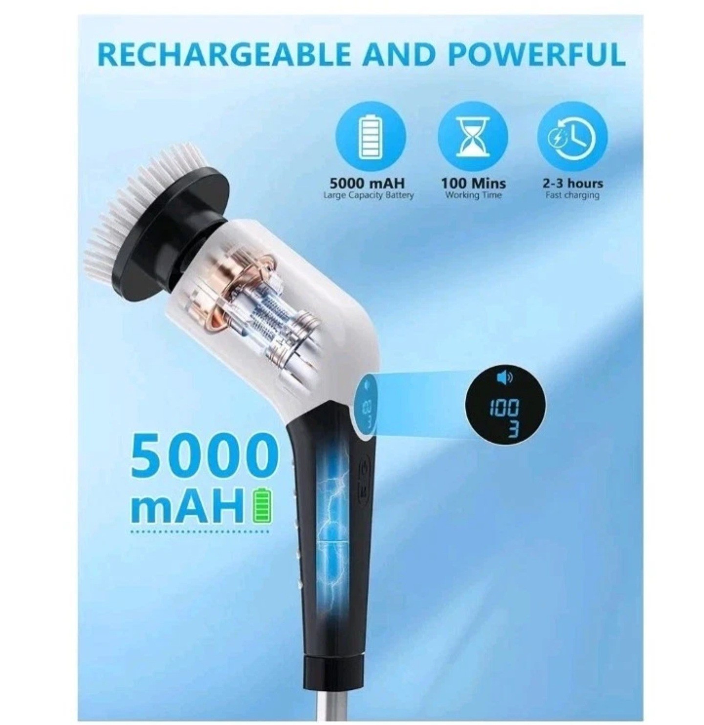 Cordless Electric Spin Scrubber 8-in-1 Rechargeable Bathroom Cleaning Brush Kit