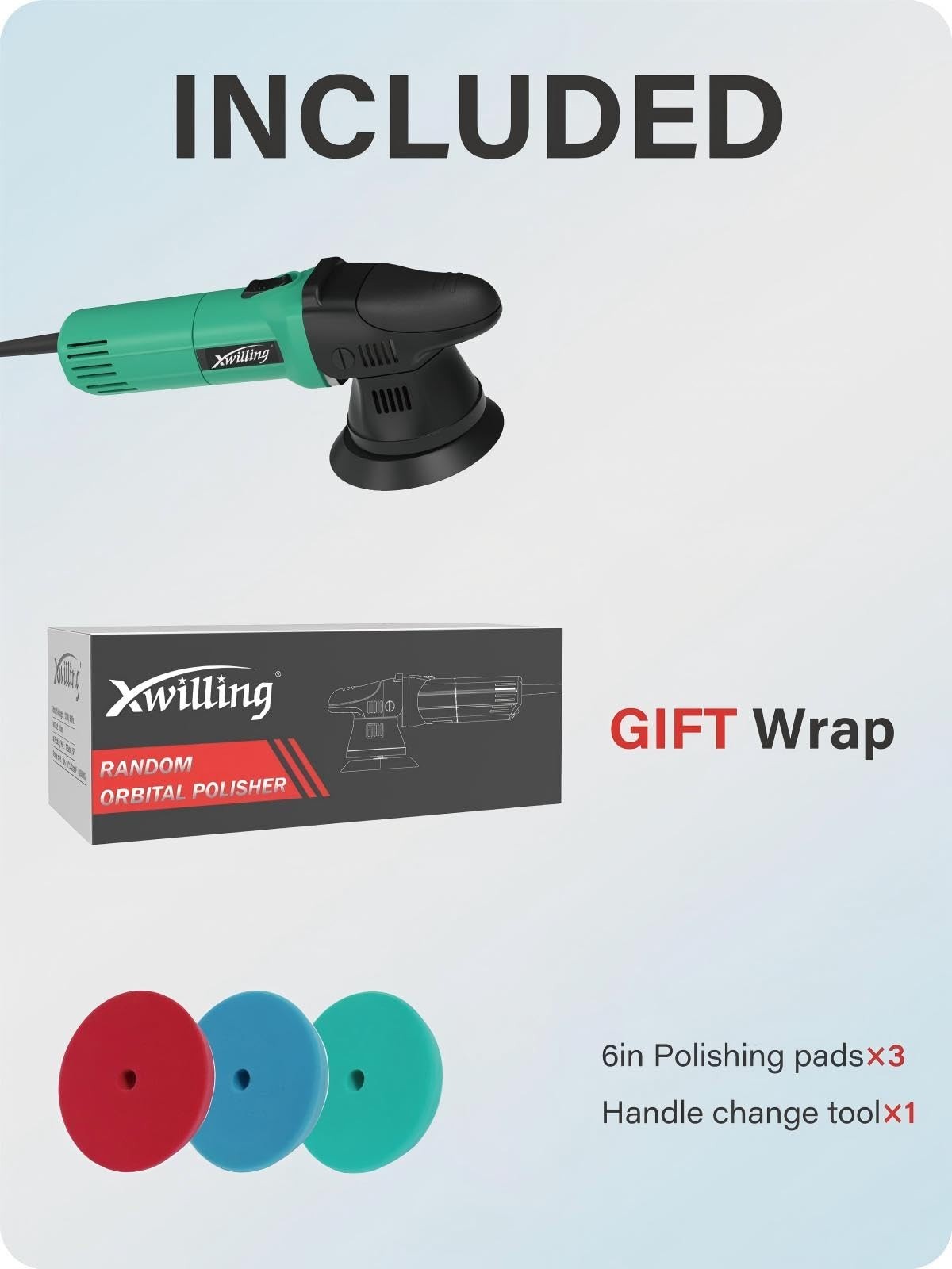 Buffer Polisher, 5-Inch 8MM Dual Action Random Orbital Car Polisher with 6 Va…
