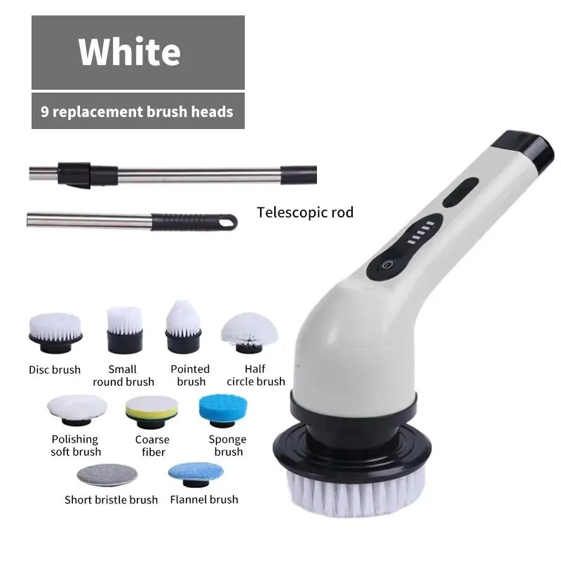 9 in 1 Multifunctional Handheld Electric Cleaning Brush with Telescopic Function