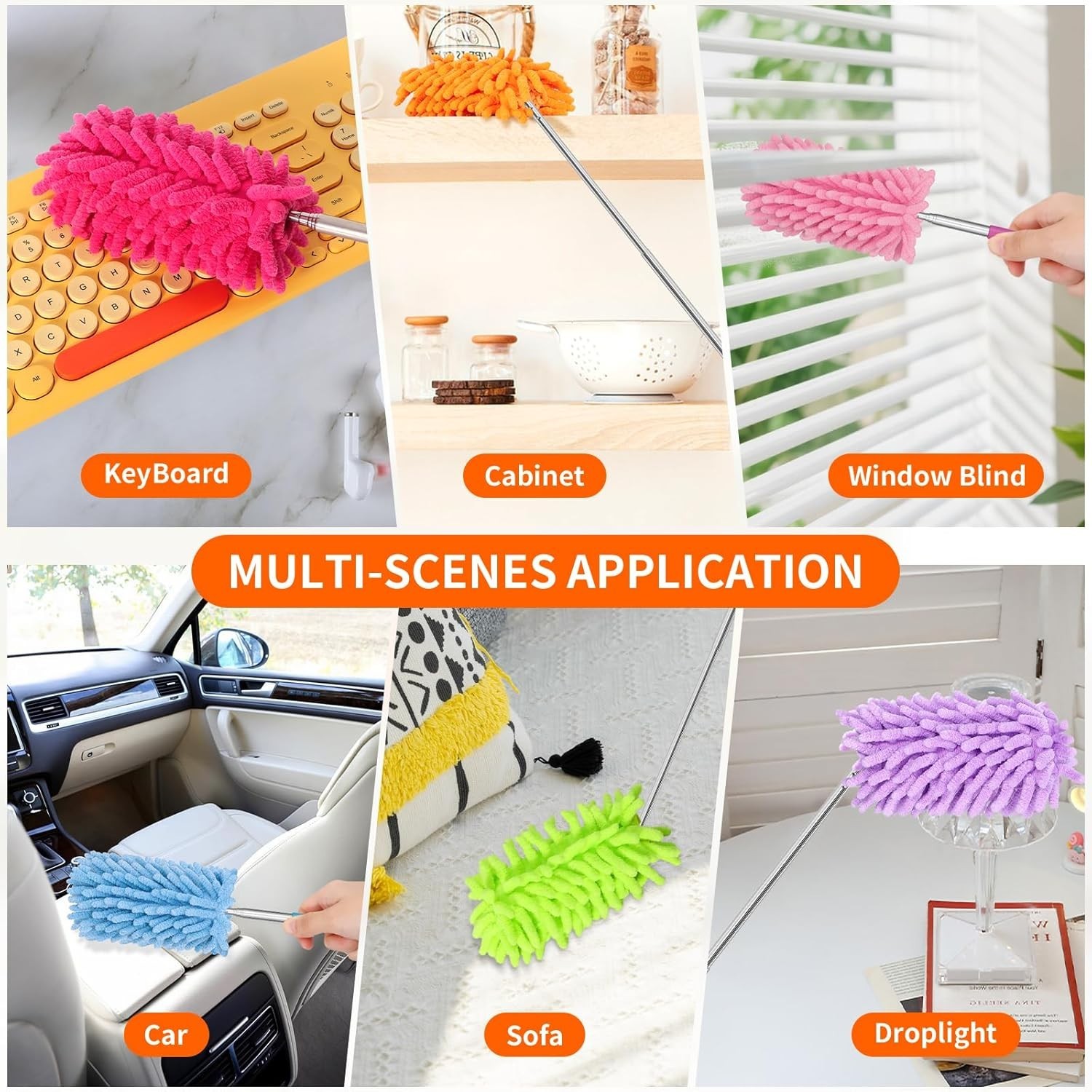 Mini Duster for Cleaning, 360° Bendable Hand Dusters with Extension Pole, Was…