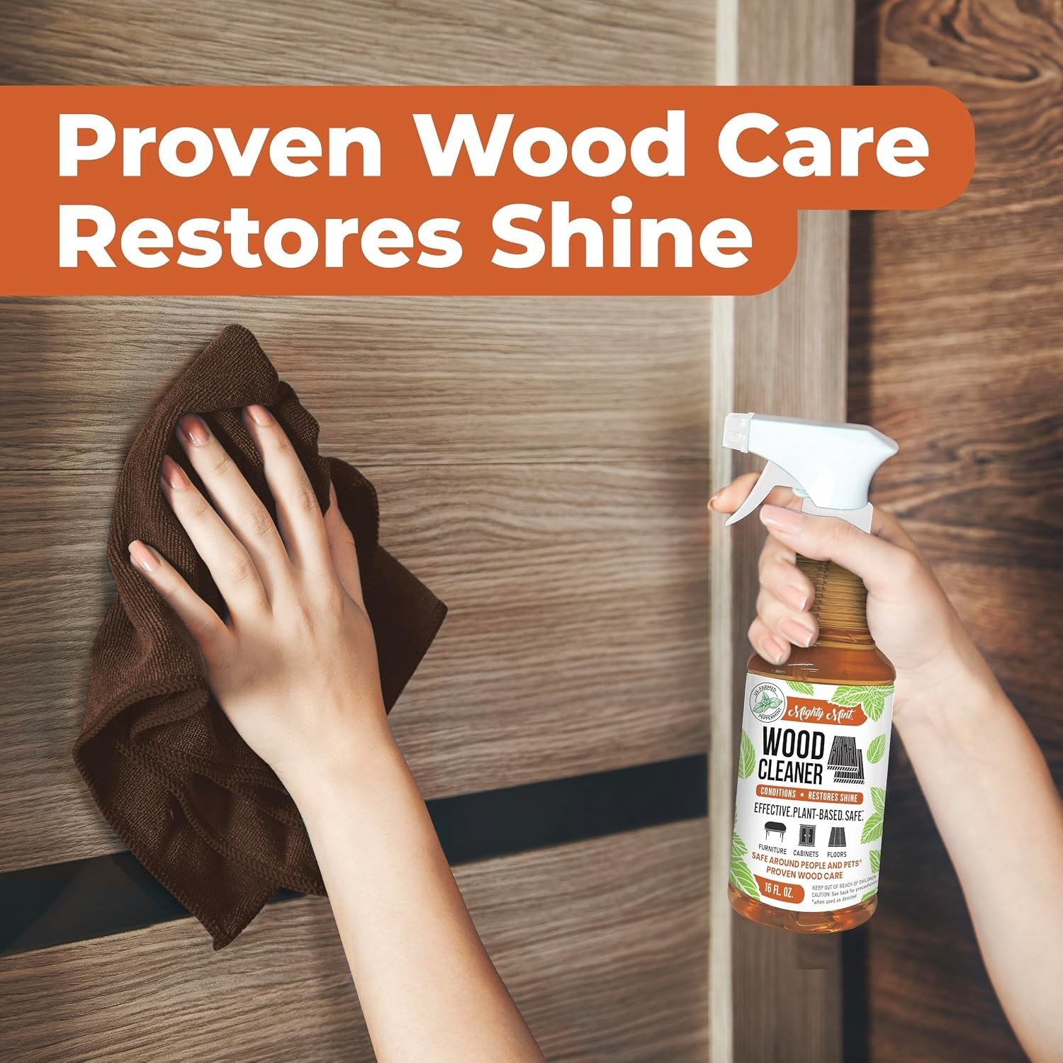 Luxurious Wood Cleaner & Conditioner Spray – 16oz Plant-Based Peppermint Fresh