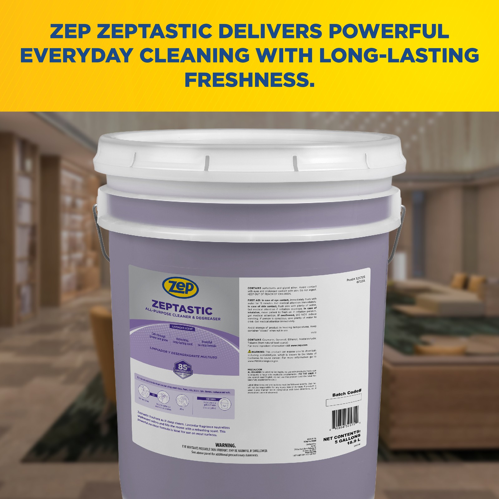 Zep Zeptastic All-Purpose Cleaner and Degreaser – 5 Gallon (1 Unit) 325735 –