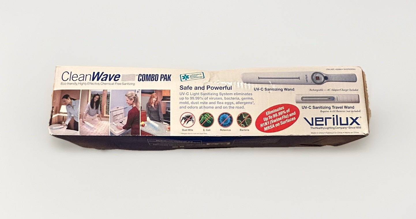 Verilux CleanWave Combo Pack Handheld Sanitizing Wand & Travel Wand Sealed Box
