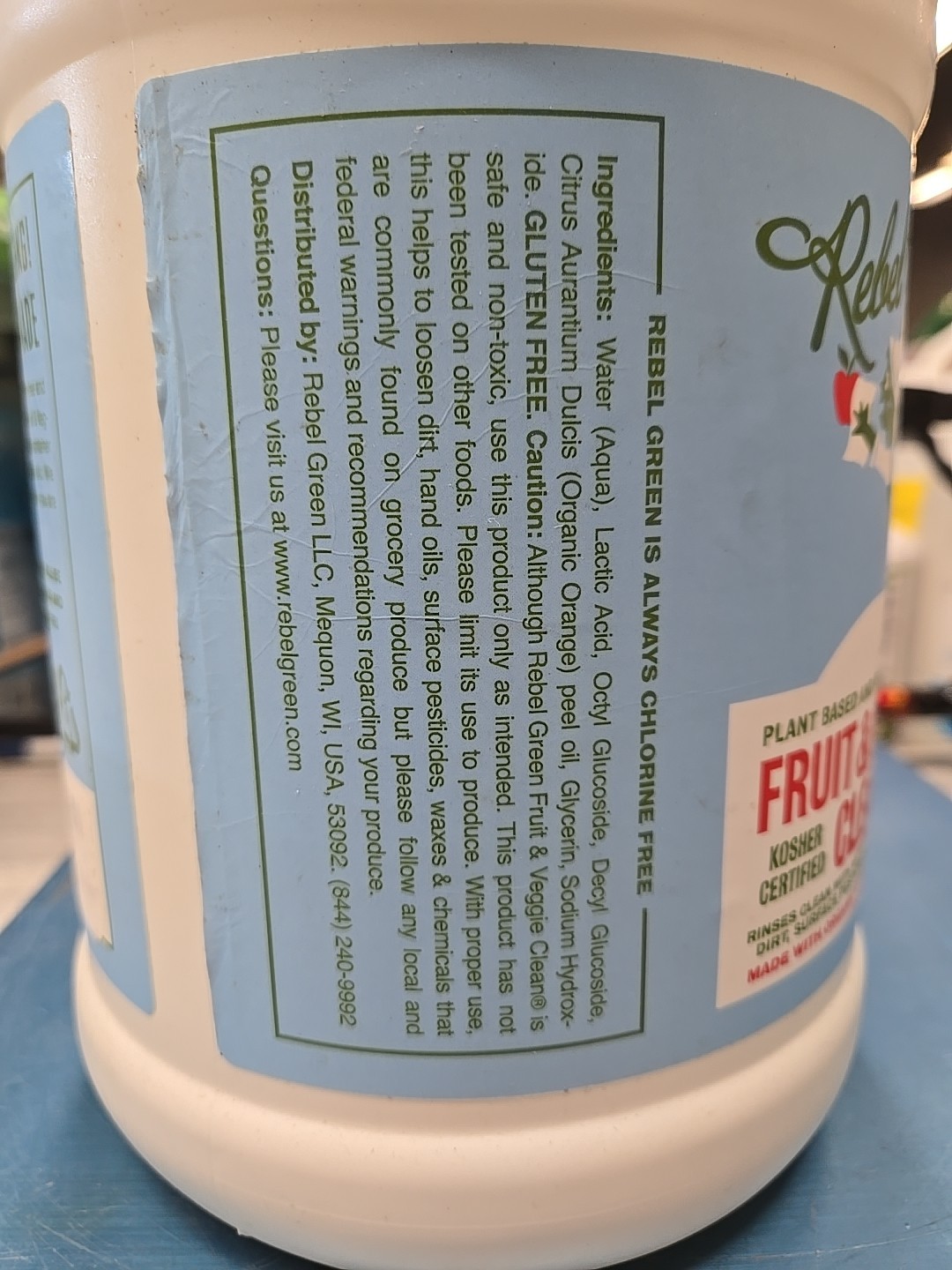 Rebel Green Plant Based Fruit & Veggie Clean- Kosher- Planet Friendly- 1 Gallon