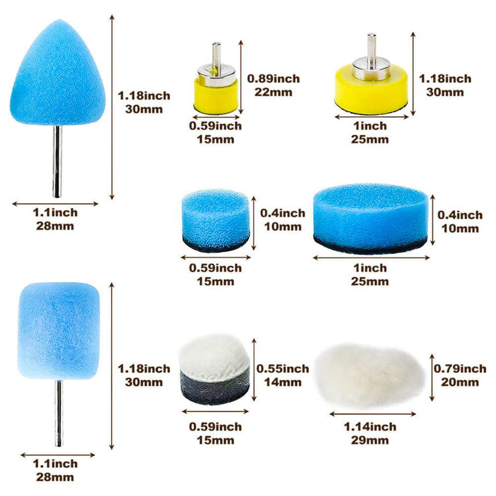 24PCS MIni Polishing Pads Car Sponge Waxing Buffing Pad Kits For Rotary Tool