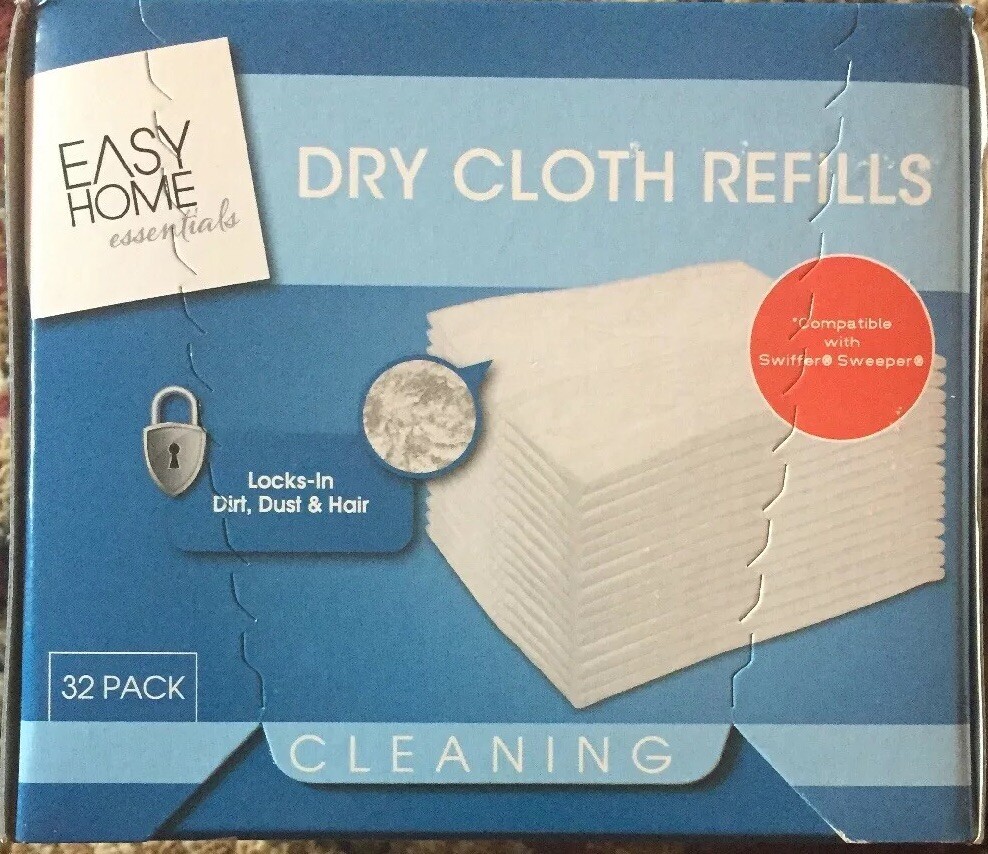 Easy Home Essentials Dry Sweeping Cloth Refills 32 Count Fits Swiffer Sweeper.