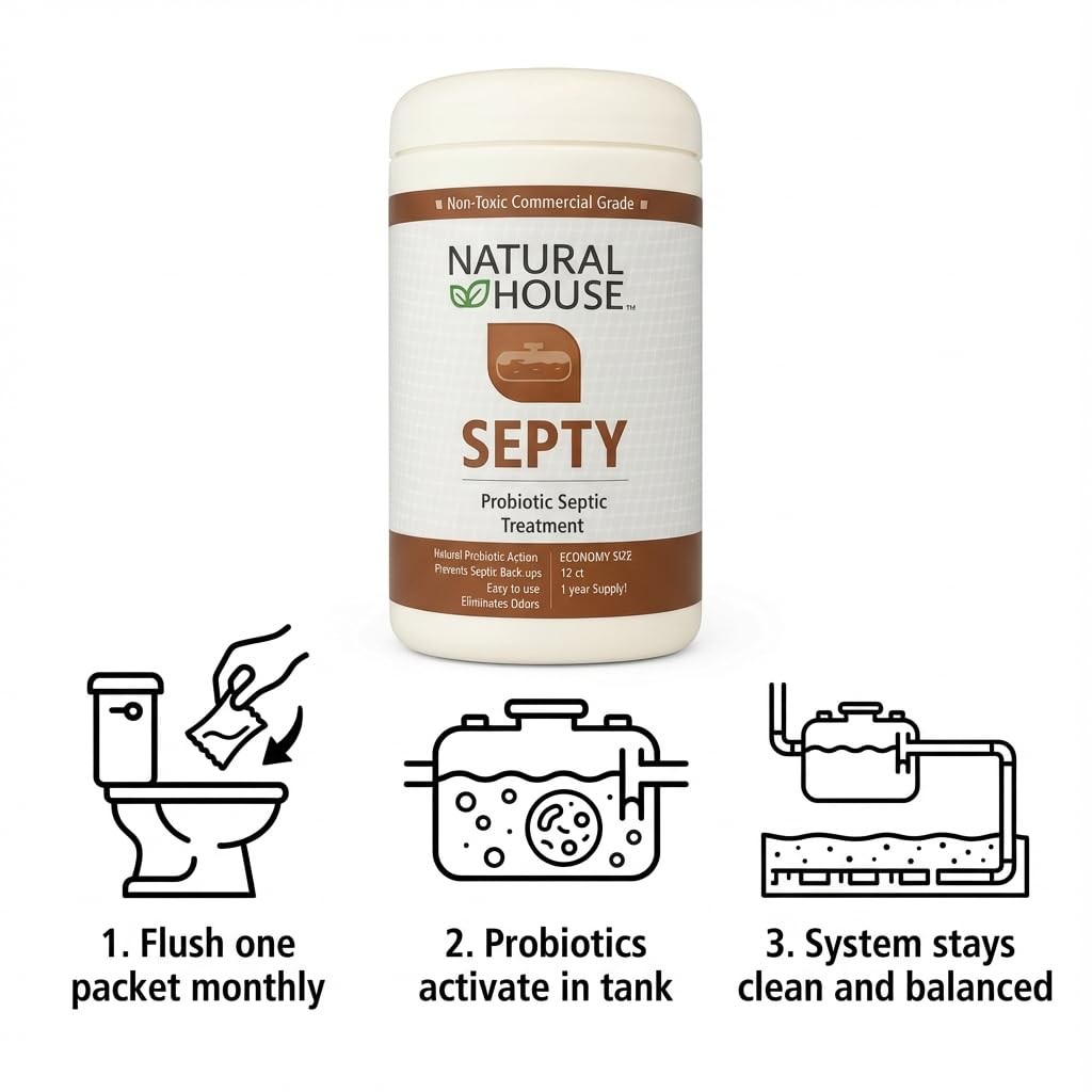 Natural House Septy – Plant-Based Enzyme Pods for Septic-Safe Plumbing Care -…