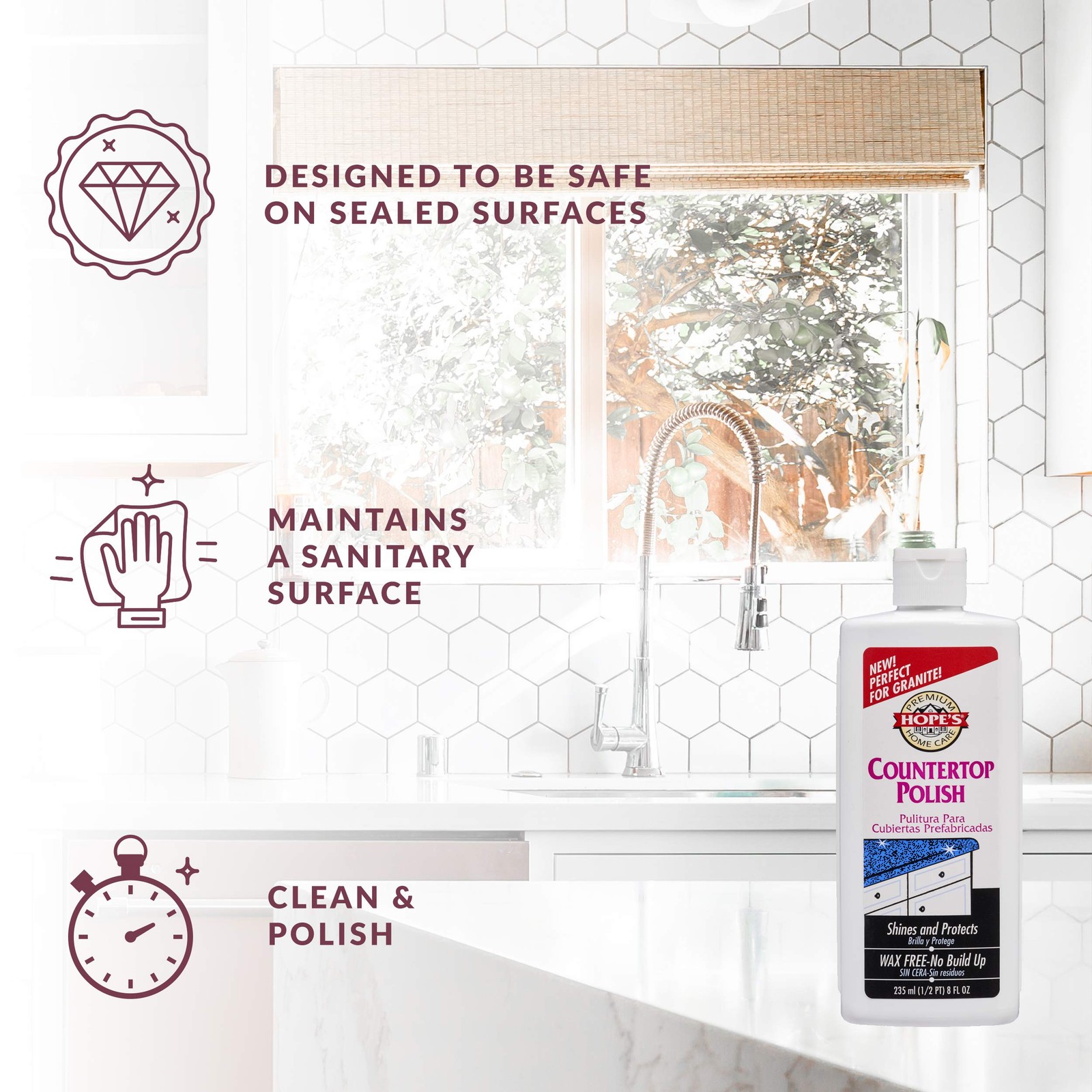 Countertop Restoration Polish, Streak-Free Kitchen Counter Cleaner, No Buildu…