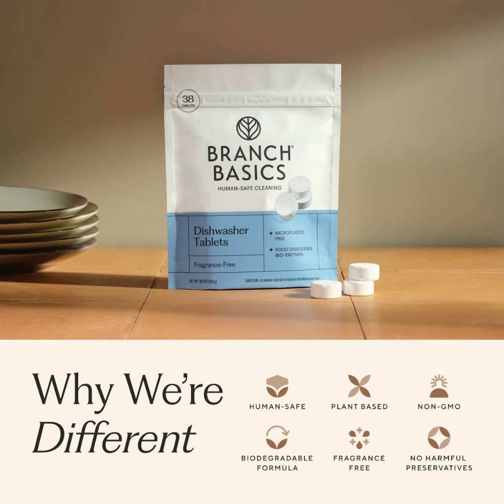 Branch Basics 38ct Fragrance-Free Dishwasher Tablets – Grease Removal