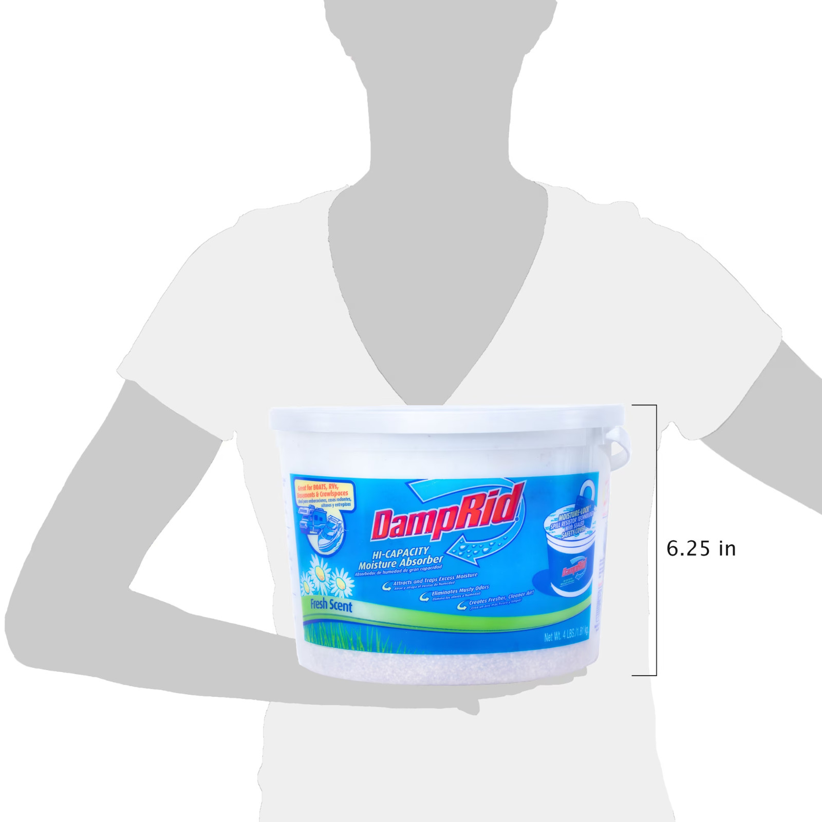 DampRid Moisture Absorber 4 Lbs Fragrance Free Remove Odors Hi-capacity Bucket