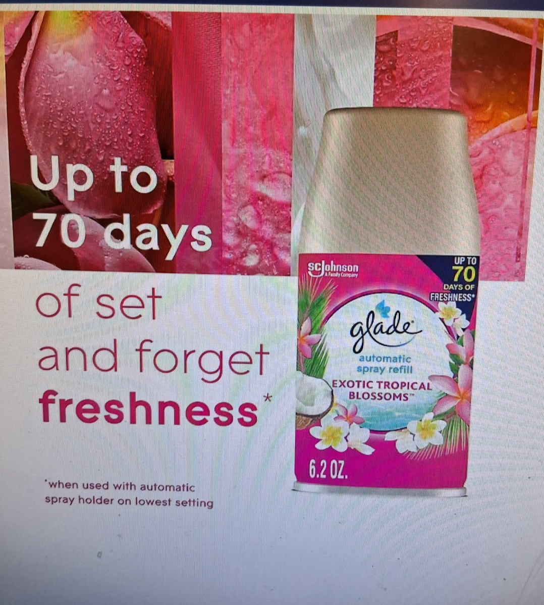 HAWAIIAN BREEZE/BLOSSOMS GLADE AUTOMATIC SCENTED SPRAY CANS, (4-6.2 oz REFILLS)