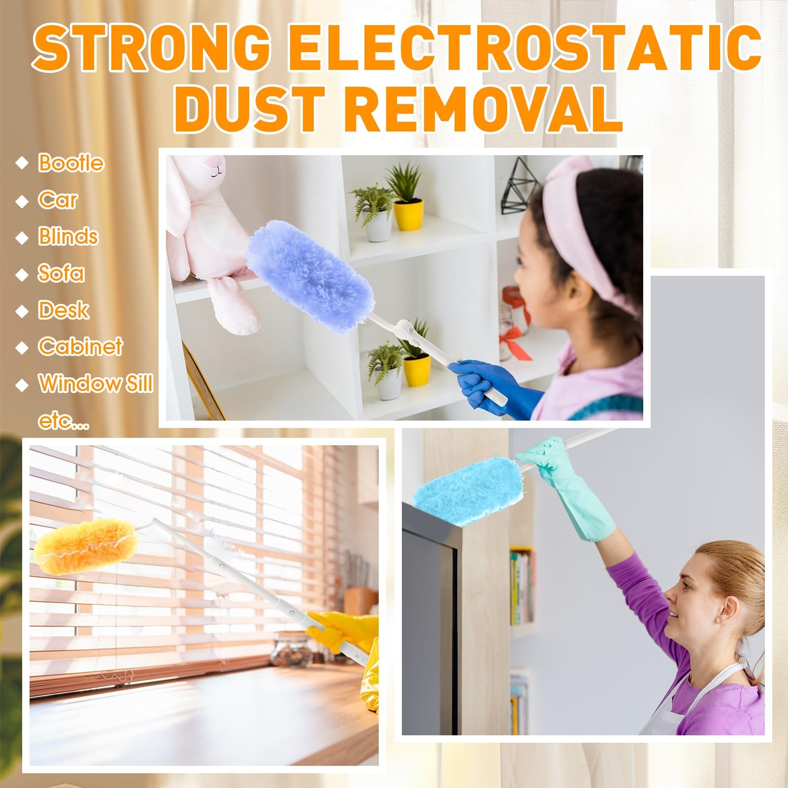 60 Pcs Heavy Duty Duster Refills with 3 ft Retractable Handle 360° Heavy Duty…