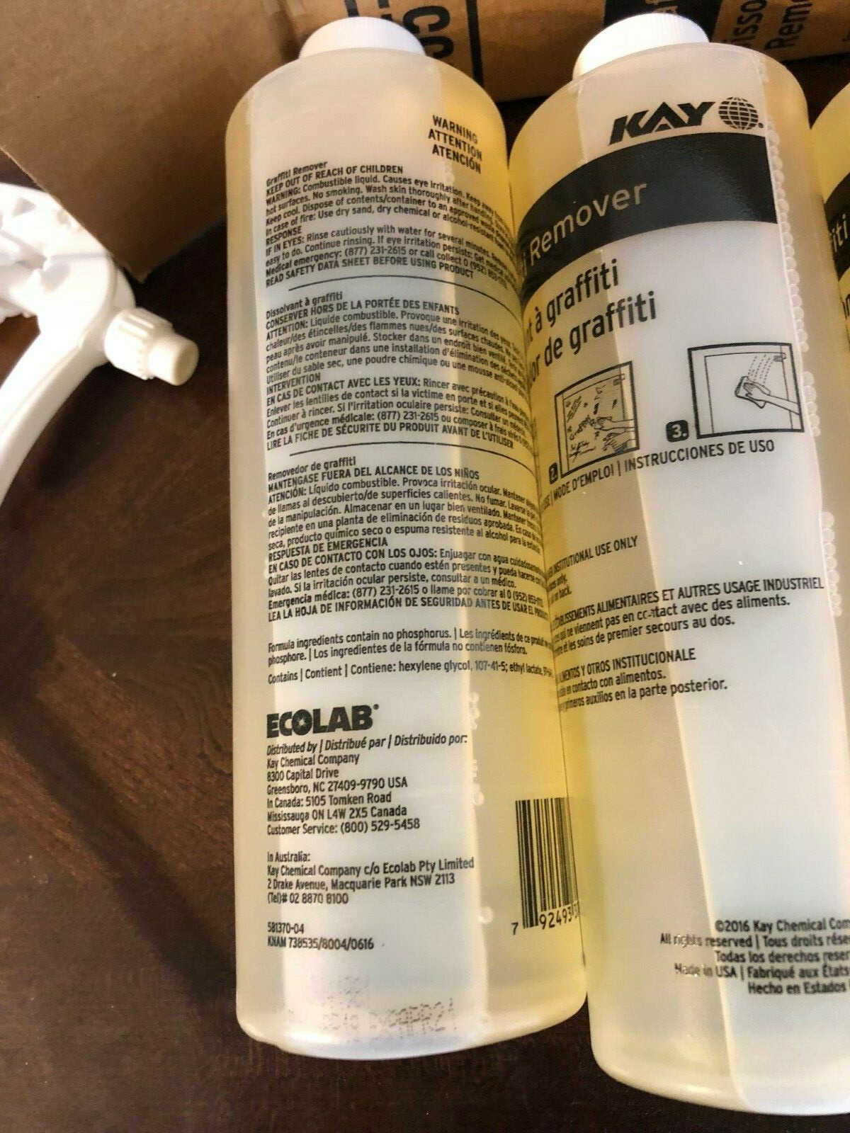 1 CASE Kay Ecolab Graffiti Remover 05574-039 (4-16 fl oz bottles & 2 sprayers)
