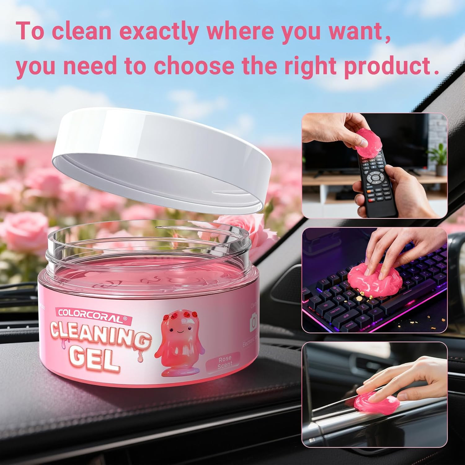 2 Pack Car Cleaning Gel Reusable Auto Slime Cleaner,Rose Scent Dust Cleaning Gel