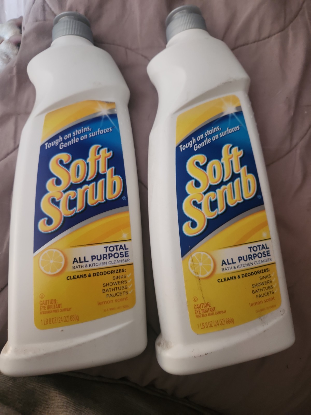 2 Soft Scrub Total All Purpose Bath & Kitchen Cleanser Lemon Scent 24 oz