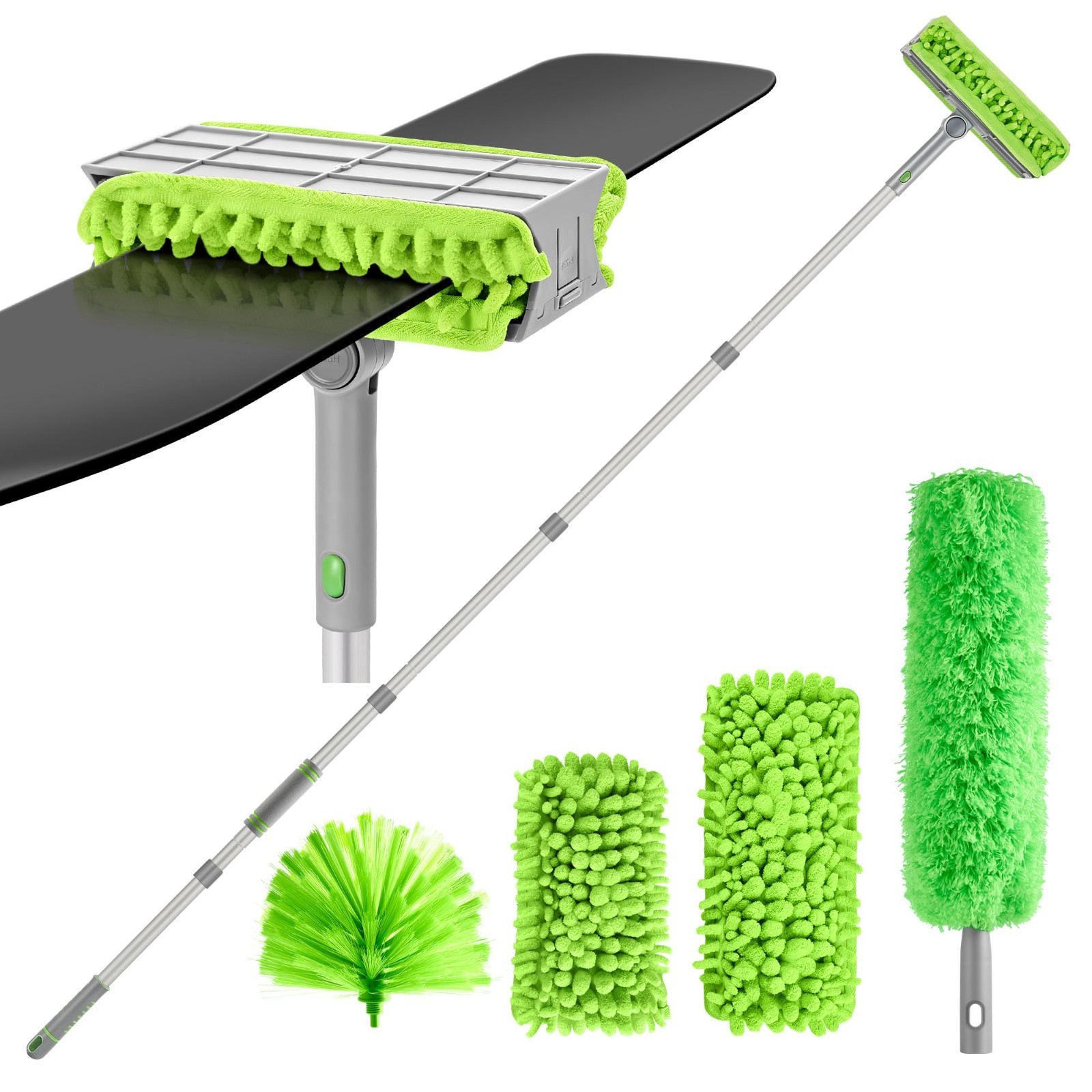 Ceiling Fan Cleaner Duster with 77″ Pole, 4-in-1 Microfiber & Chenille Tool, Ben