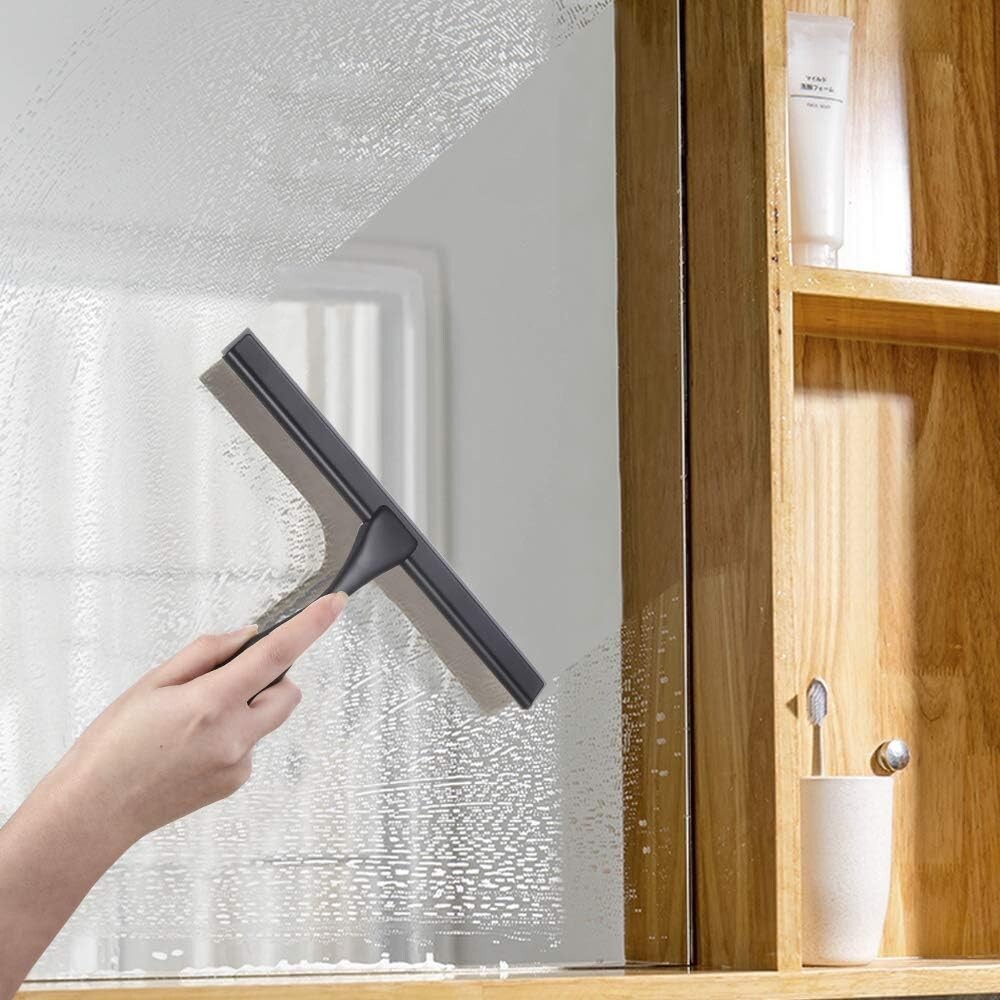 10-Inch All-Purpose Shower Squeegee, Modern Stainless Steel – Streak-Free Shine