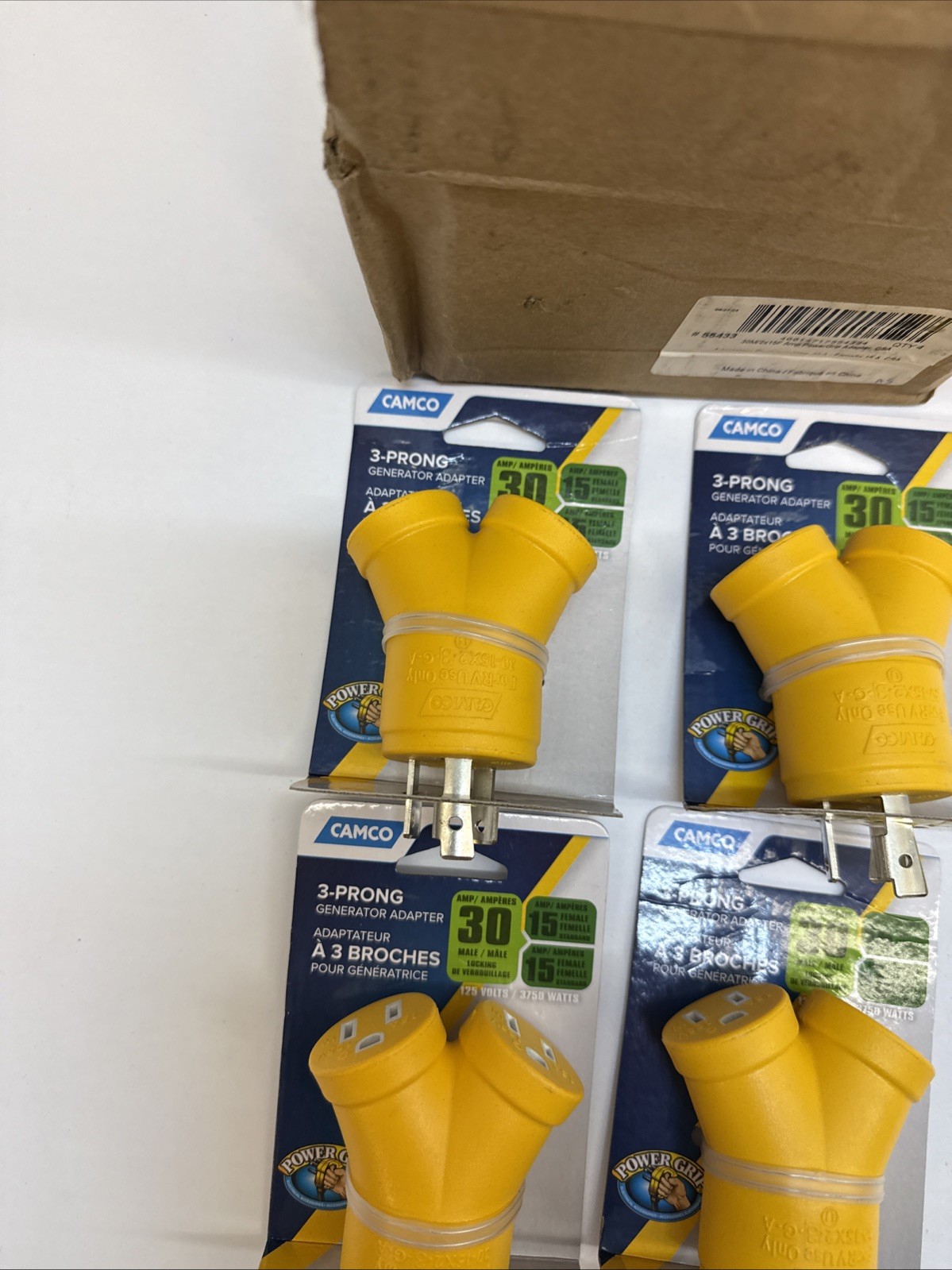 Camco 30 amps RV Generator Outlet Adapter 3 Prong Qty 4