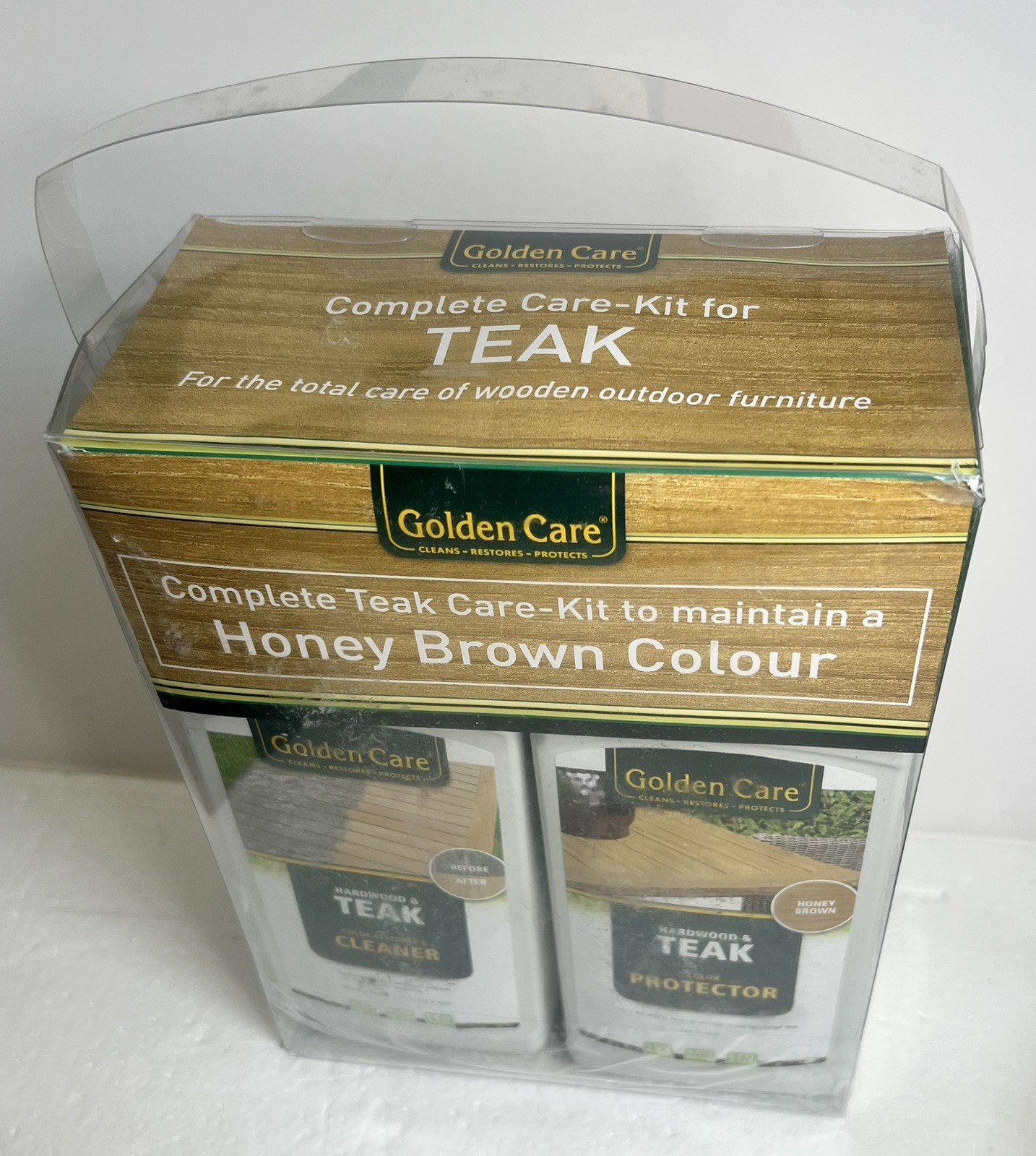 New 3 in 1 Teak Garden Furniture Care Kit Cleaner Protector Application Tools 1L