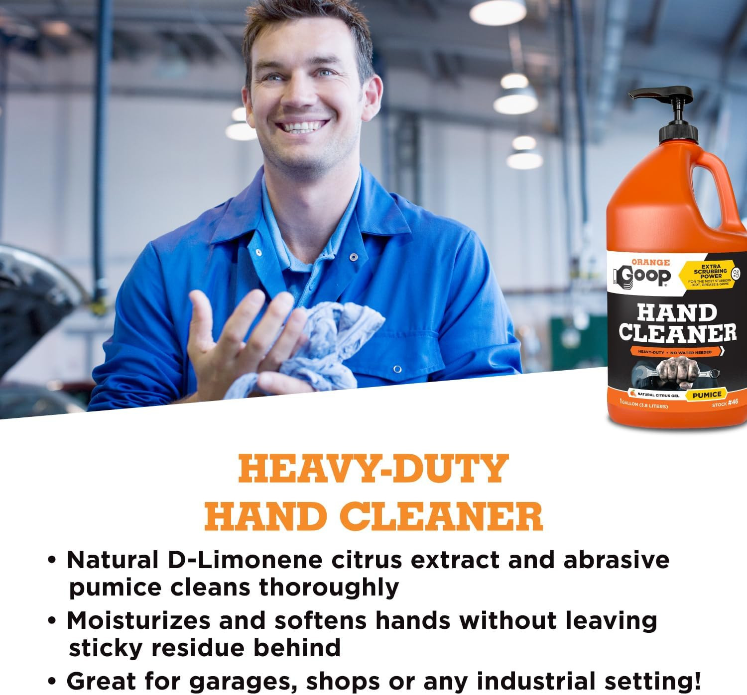 Orange Liquid with Pumice Multi-Purpose Waterless Hand Cleaner – 1 Gallon Pump B