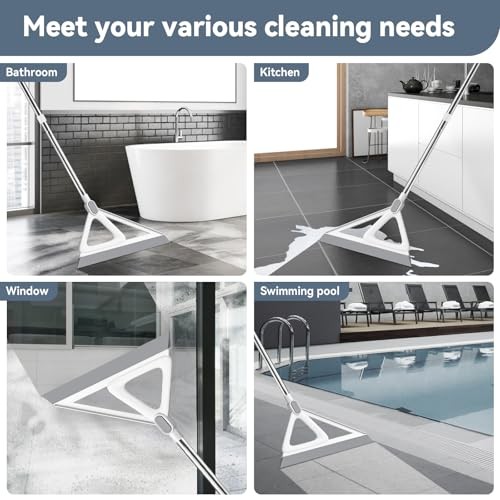 Magic Broom Squeegee Floor Sweeper Rubber Silicone 54 Inch Grey Multi-Surface