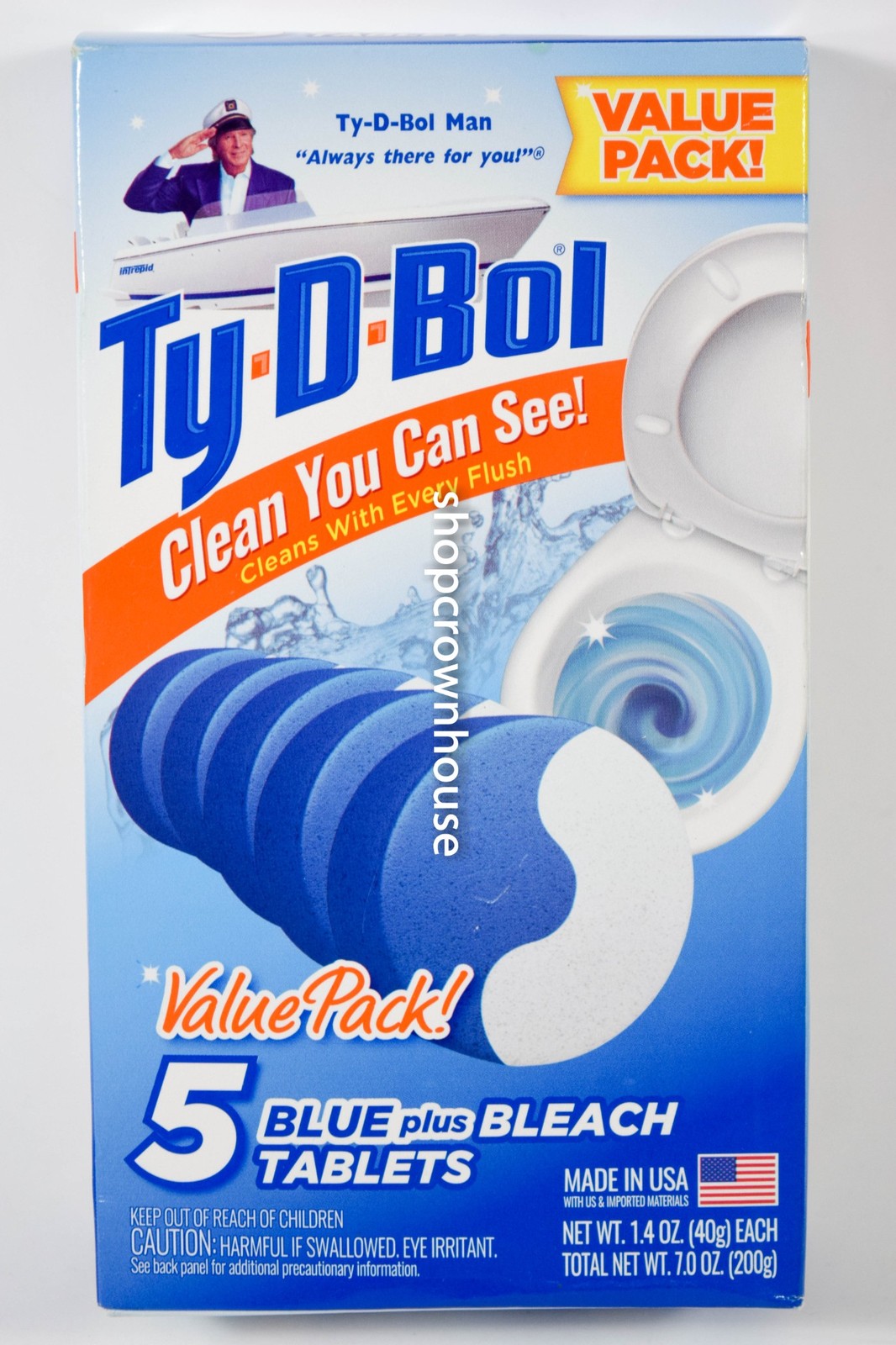 1 Ty D Bol Blue Toilet Bowl Cleaner Tablets Value 5 Pack 7 oz Made in USA