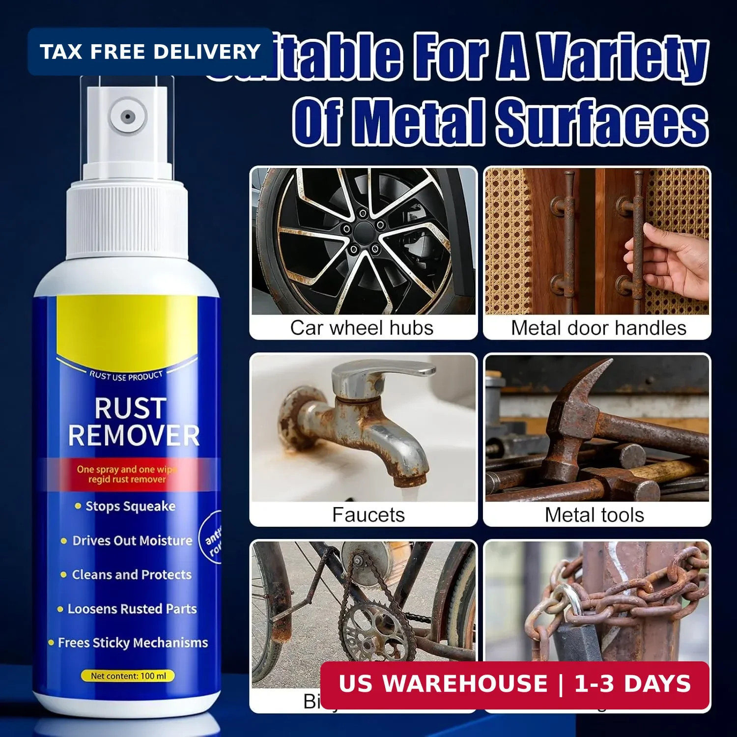 2Pcs Rust Remover Spray for Metal, 2026 Upgrade Anti-Rust Spray, Multi-Functiona