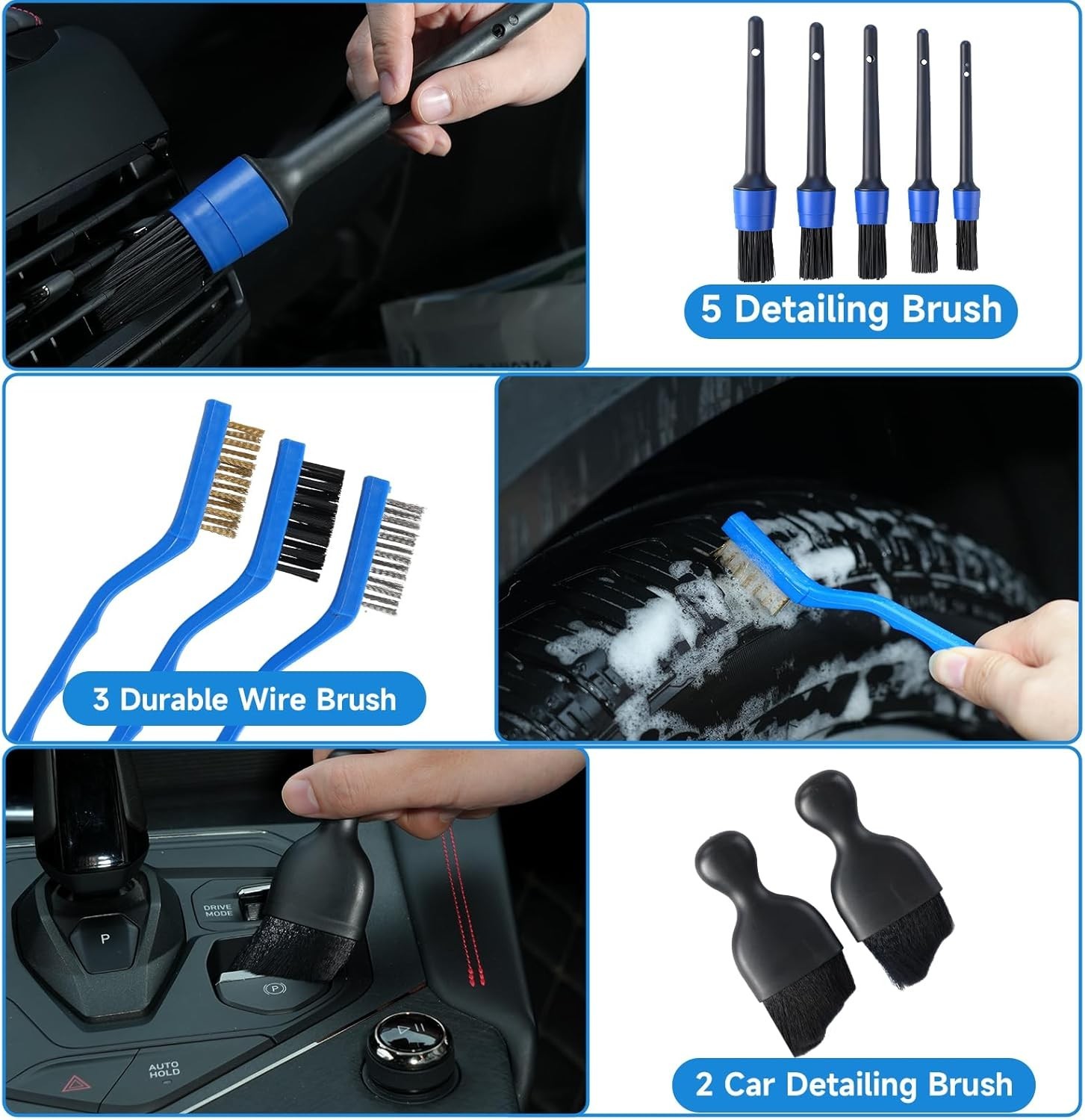 Car Detailing Brush Set 36 Pieces Auto Interior Exterior Wheel Cleaning Kit