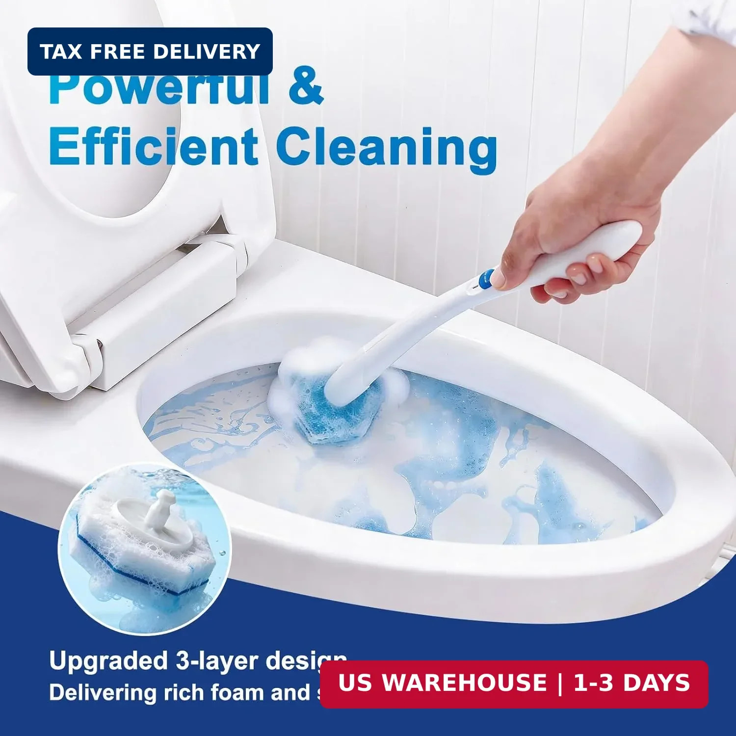 30pcs Toilet Cleaner Refill Pads for Clorox Wand, Upgrade 3-Layer Toilet Scrubbe
