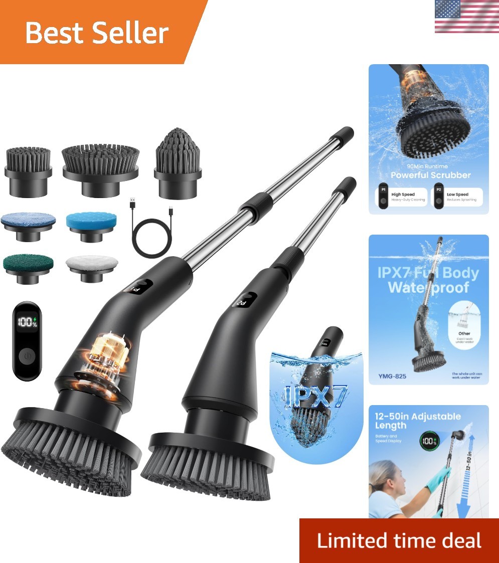 Electric Spin Scrubber, Cordless Cleaning Brush for Bathroom Shower Tub, Wate…