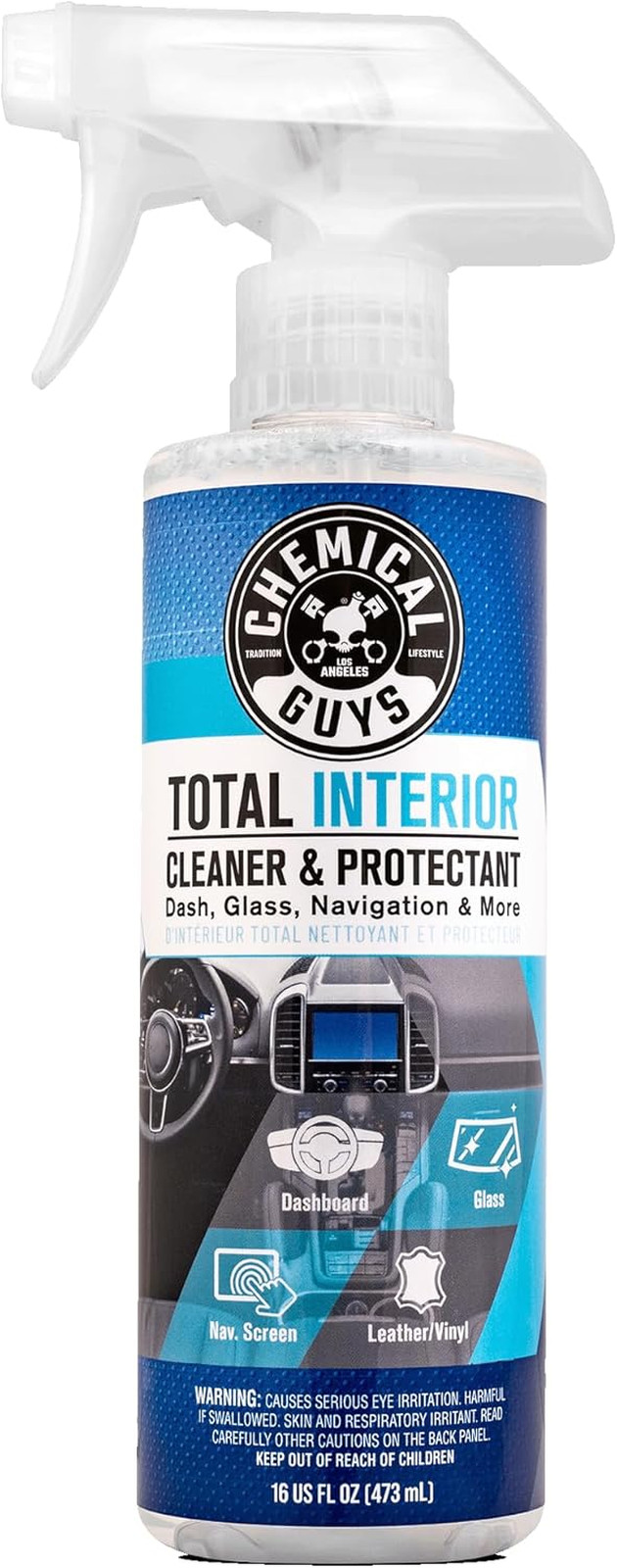 Interior Cleaner Protectant for Leather Vinyl Plastic Rubber Glass, 16 oz