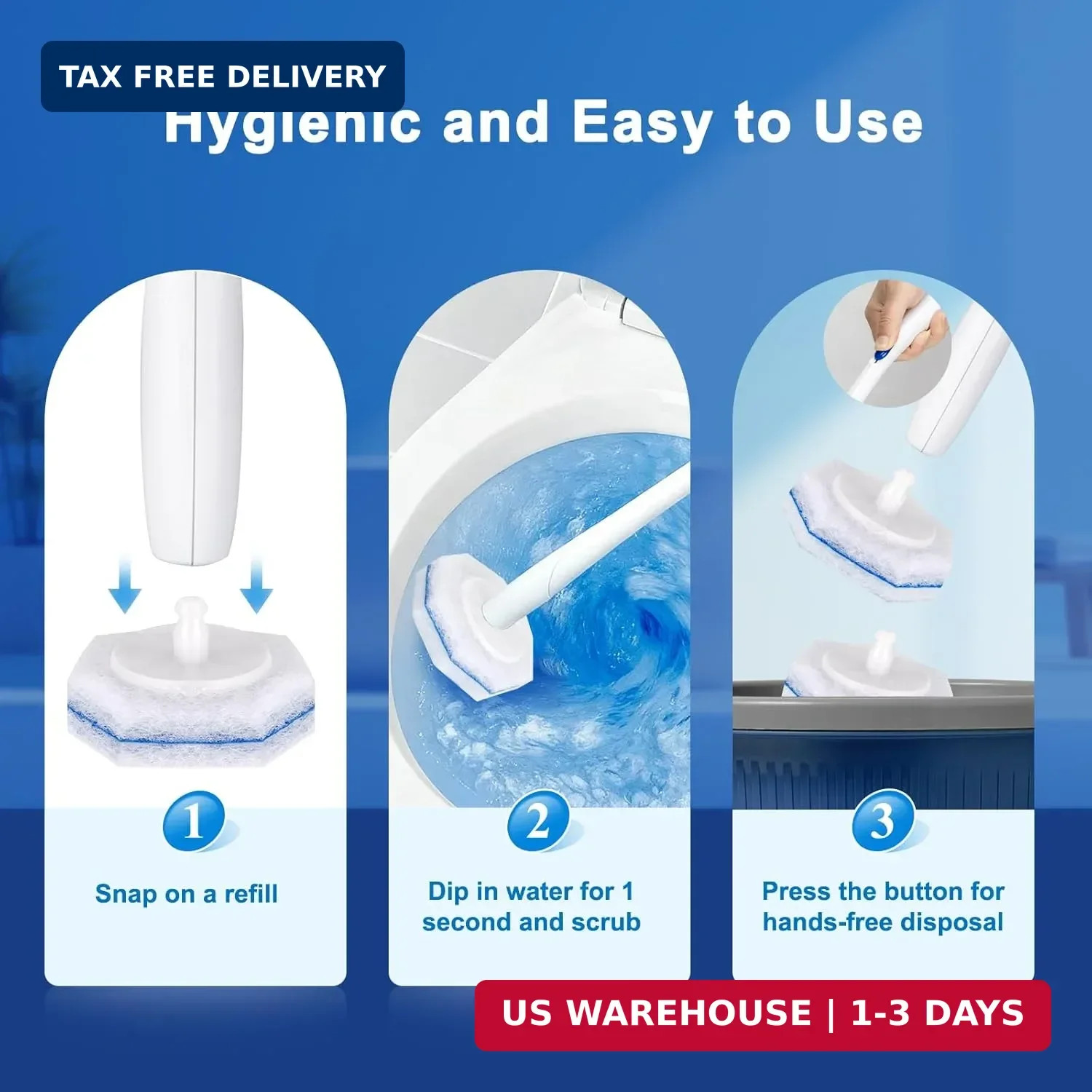 30pcs Toilet Cleaner Refill Pads for Clorox Wand, Upgrade 3-Layer Toilet Scrubbe