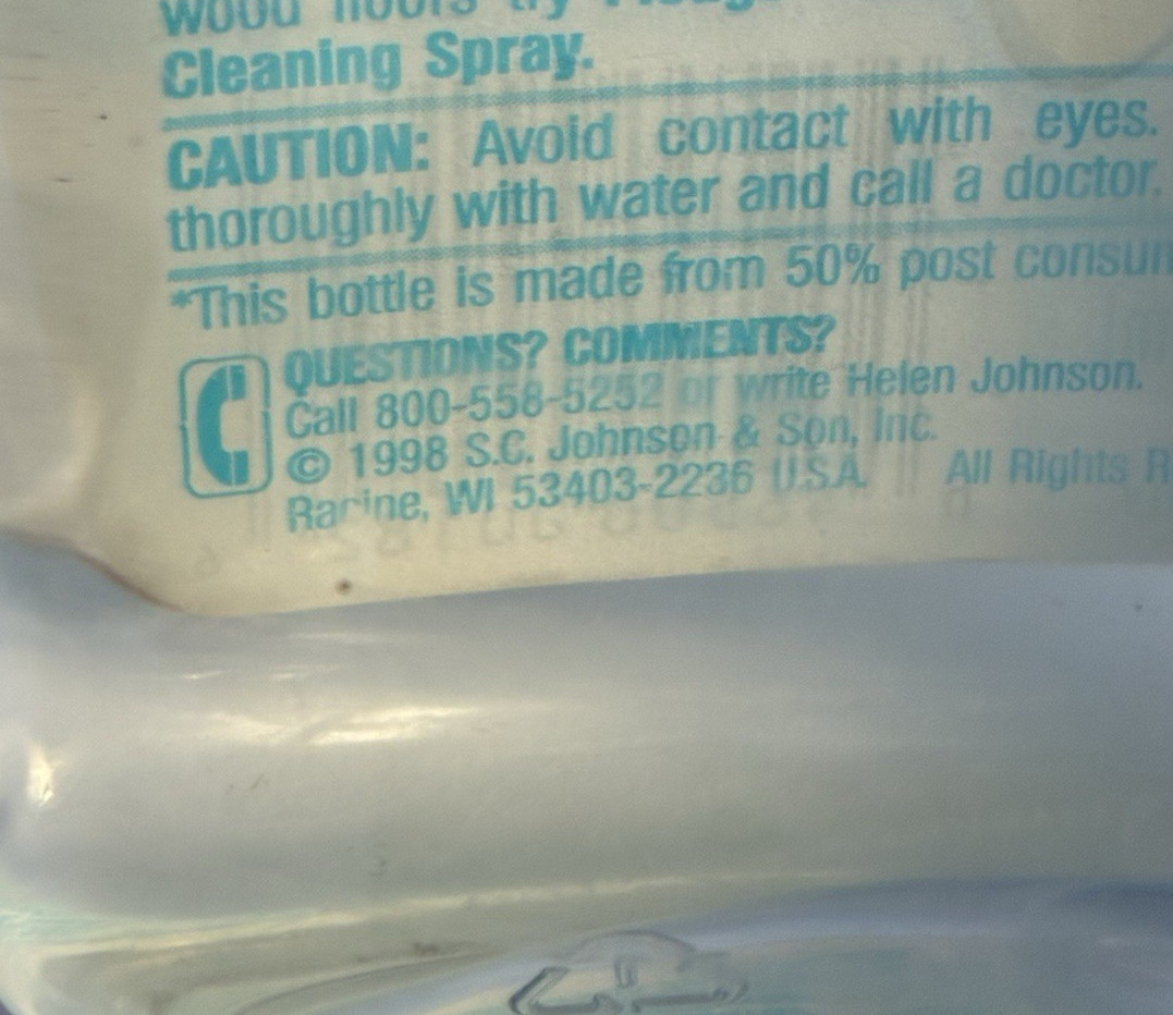 Vintage FUTURE Floor Finish Cleaner Shine 27 oz Bottle SC Johnson 1998 65% Full
