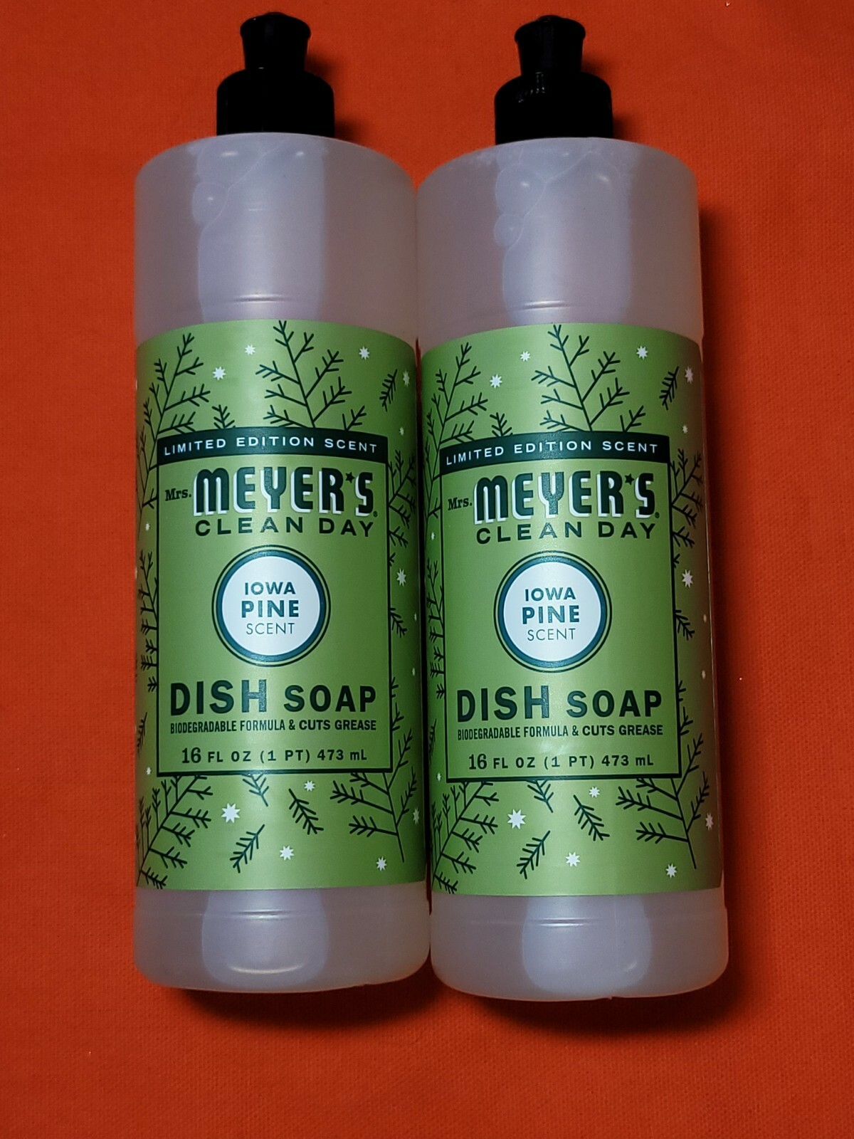 Mrs. Meyer’s Clean Day Iowa Pine Dish Soap Limited Seasonal Lot of 2. 16 oz bot